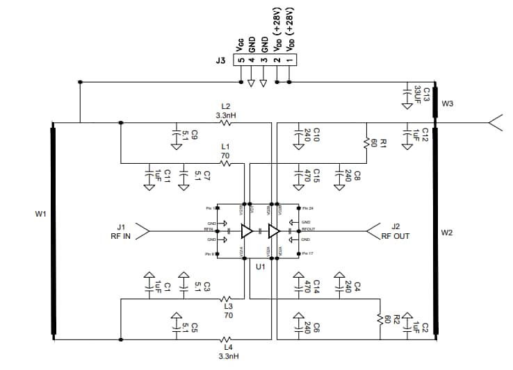 Application Circuit Diagram - MACOM CMPA5259025SAMP1 Evaluation Board